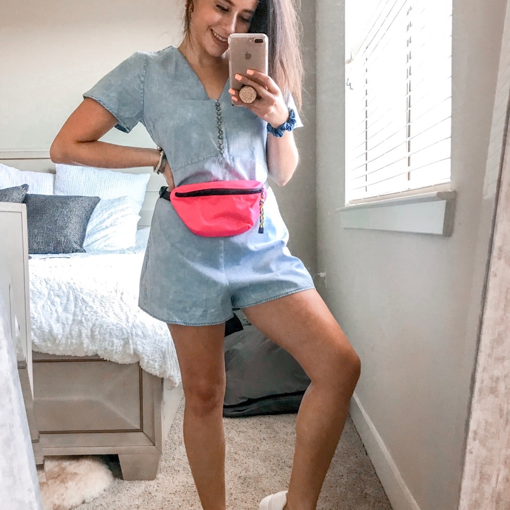 Denim like Romper with buttons